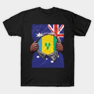 St Vincent And The Grenadines Flag Australian Flag Ripped - Gift for Saint Vincentian From St Vincent And The Grenadines T-Shirt